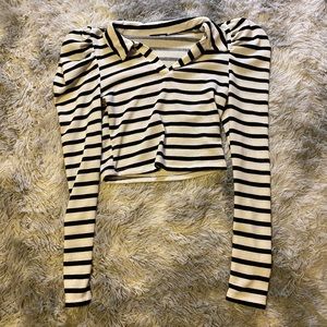 striped fashion nova long sleeve crop